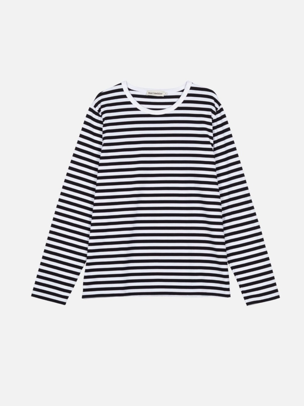 Marimekko Mari Tasaraita Striped Long Sleeve Tee Size S Unisex Black White